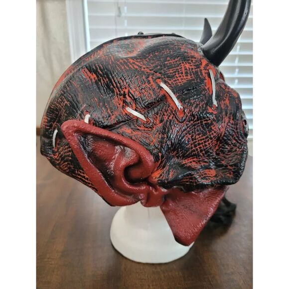 Halloween Vintage Rubber Red Devil w/Horns Vintage Mask Costume Mask - Picture 9 of 10